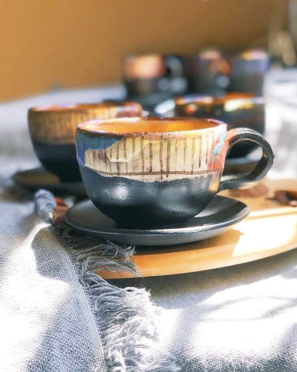 Abstract Noir Cappuccino Cup