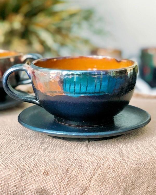 Abstract Noir Cappuccino Cup