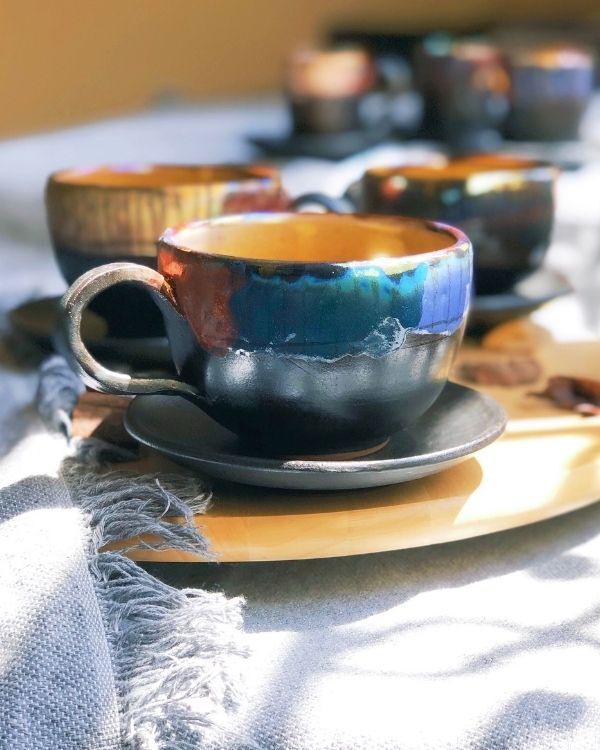 Abstract Noir Cappuccino Cup